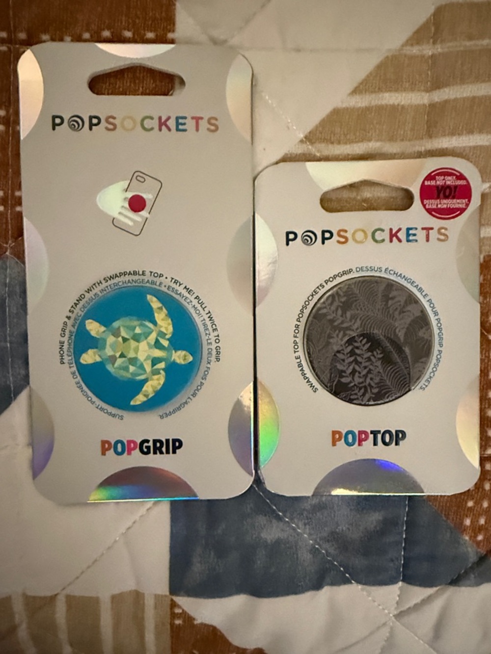 PopSockets PopGrip & PopTop Blue Turtle and Gray Floral Phone Grips